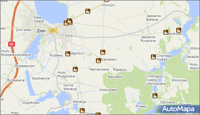 mapa Białożewin, Białożewin na mapie Targeo