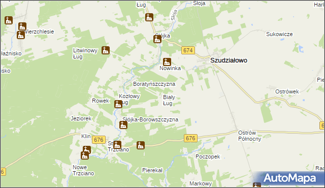 mapa Biały Ług gmina Szudziałowo, Biały Ług gmina Szudziałowo na mapie Targeo