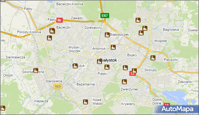 mapa Białegostoku, Białystok na mapie Targeo