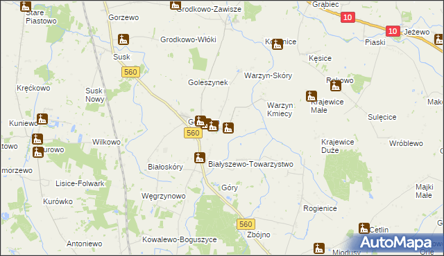 mapa Białyszewo, Białyszewo na mapie Targeo