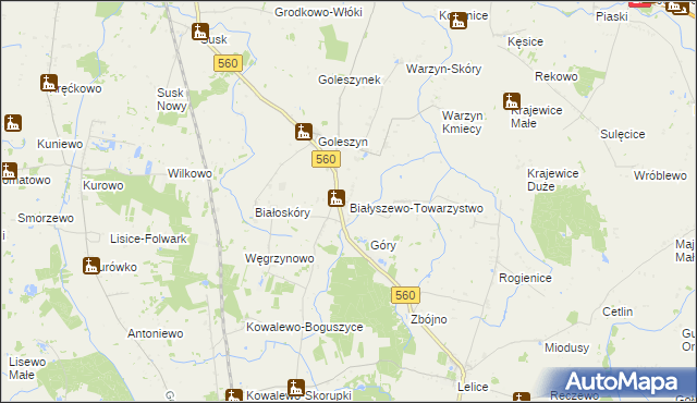 mapa Białyszewo-Towarzystwo, Białyszewo-Towarzystwo na mapie Targeo