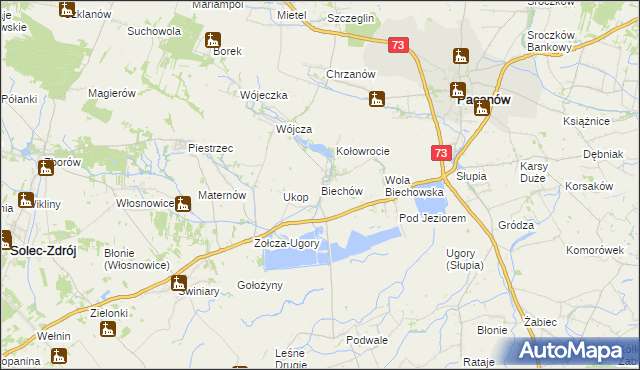 mapa Biechów gmina Pacanów, Biechów gmina Pacanów na mapie Targeo