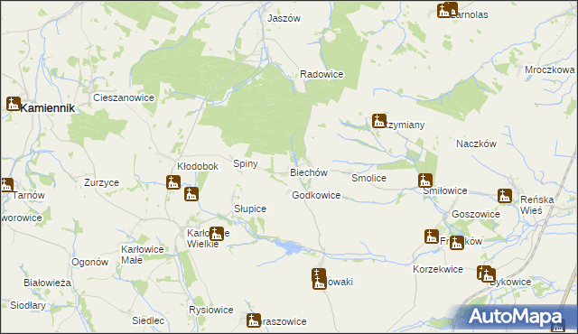 mapa Biechów gmina Pakosławice, Biechów gmina Pakosławice na mapie Targeo