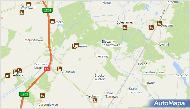 mapa Bieczyny, Bieczyny na mapie Targeo