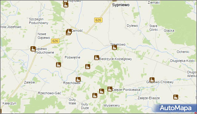 mapa Biedrzyce-Koziegłowy, Biedrzyce-Koziegłowy na mapie Targeo