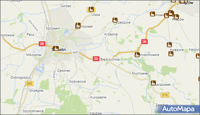 mapa Biedrzychów gmina Strzelin, Biedrzychów gmina Strzelin na mapie Targeo