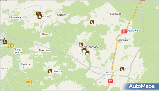 mapa Biedrzychowice Dolne, Biedrzychowice Dolne na mapie Targeo