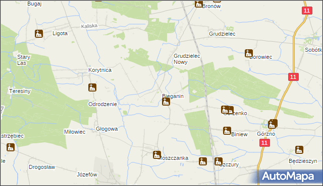 mapa Bieganin, Bieganin na mapie Targeo