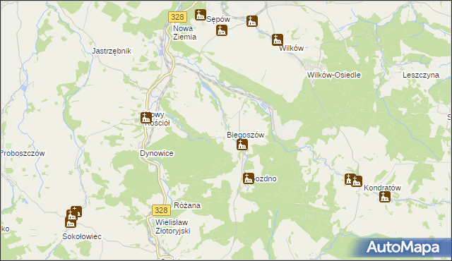 mapa Biegoszów, Biegoszów na mapie Targeo