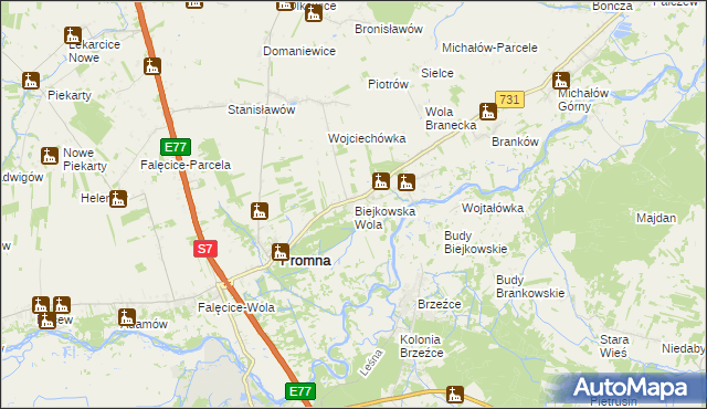 mapa Biejkowska Wola, Biejkowska Wola na mapie Targeo