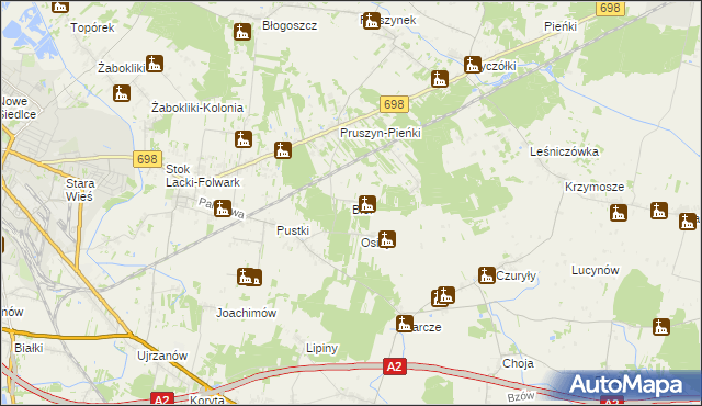 mapa Biel gmina Siedlce, Biel gmina Siedlce na mapie Targeo