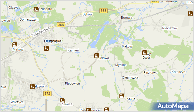mapa Bielawa gmina Długołęka, Bielawa gmina Długołęka na mapie Targeo
