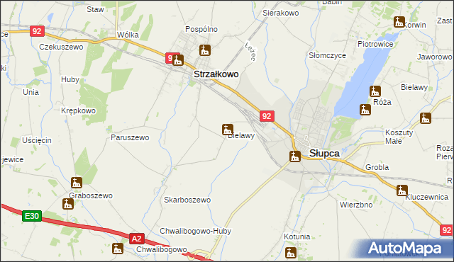 mapa Bielawy gmina Strzałkowo, Bielawy gmina Strzałkowo na mapie Targeo