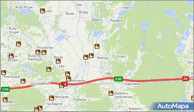 mapa Bielcza, Bielcza na mapie Targeo