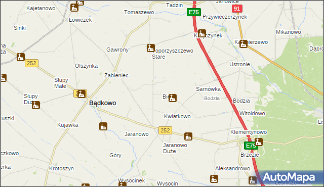 mapa Biele gmina Bądkowo, Biele gmina Bądkowo na mapie Targeo