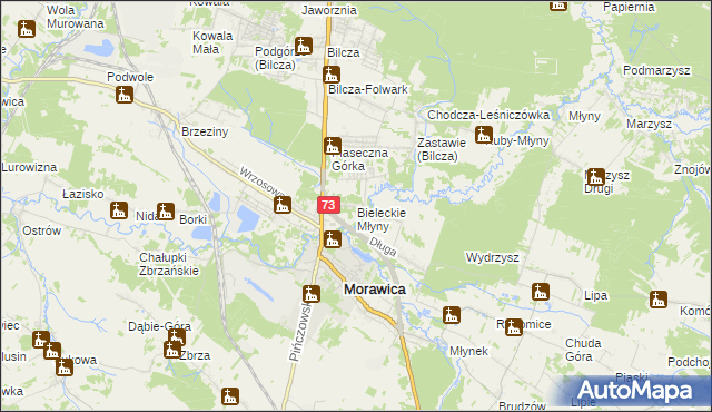 mapa Bieleckie Młyny, Bieleckie Młyny na mapie Targeo