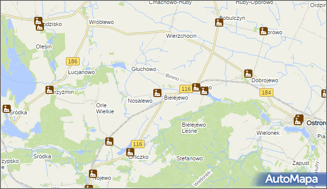 mapa Bielejewo gmina Ostroróg, Bielejewo gmina Ostroróg na mapie Targeo