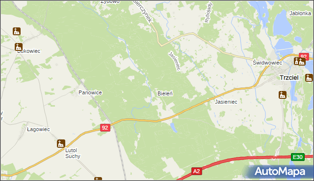 mapa Bieleń, Bieleń na mapie Targeo