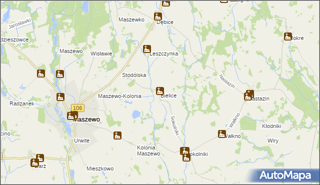 mapa Bielice gmina Maszewo, Bielice gmina Maszewo na mapie Targeo