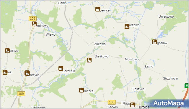 mapa Bielikowo, Bielikowo na mapie Targeo