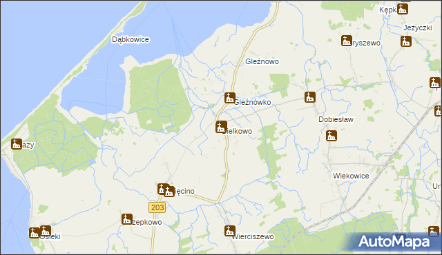 mapa Bielkowo gmina Sianów, Bielkowo gmina Sianów na mapie Targeo