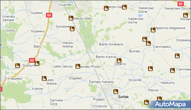 mapa Bieńki-Karkuty, Bieńki-Karkuty na mapie Targeo