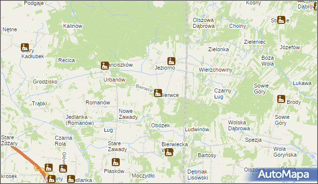 mapa Bierwce, Bierwce na mapie Targeo