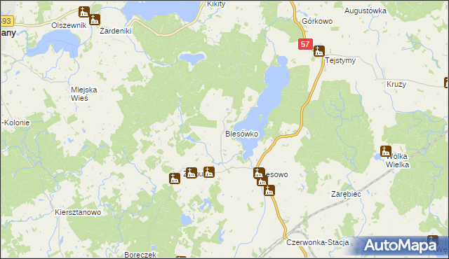 mapa Biesówko, Biesówko na mapie Targeo