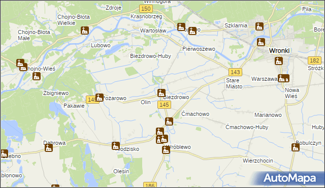 mapa Biezdrowo, Biezdrowo na mapie Targeo