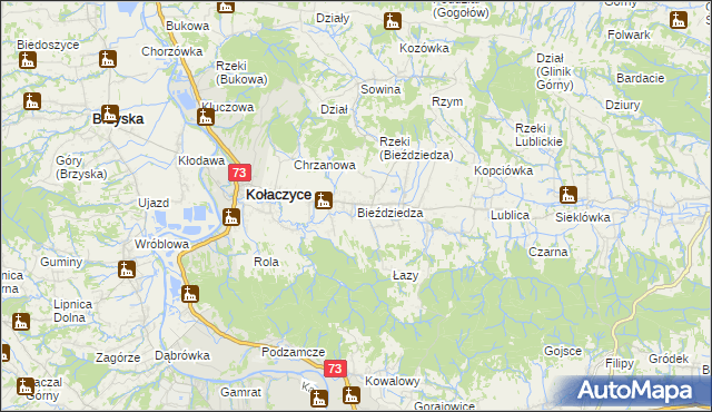 mapa Bieździedza, Bieździedza na mapie Targeo