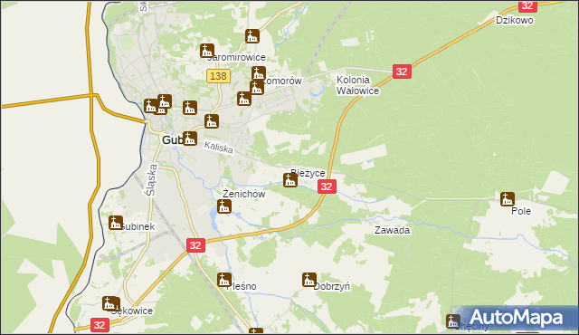 mapa Bieżyce, Bieżyce na mapie Targeo