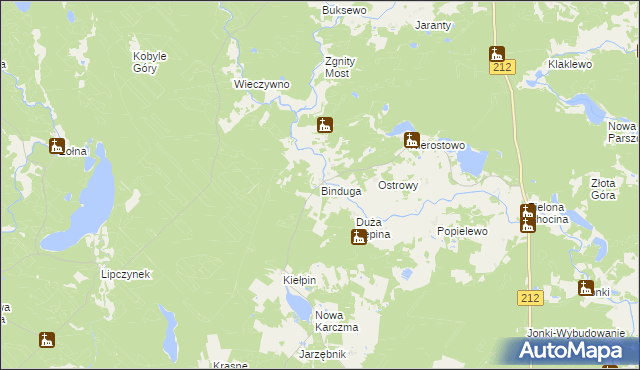 mapa Binduga gmina Konarzyny, Binduga gmina Konarzyny na mapie Targeo