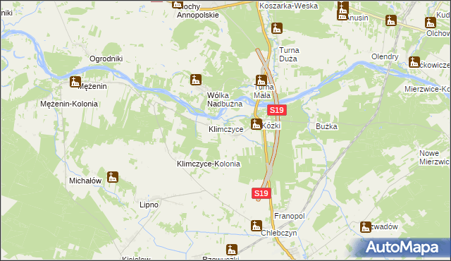 mapa Binduga gmina Sarnaki, Binduga gmina Sarnaki na mapie Targeo