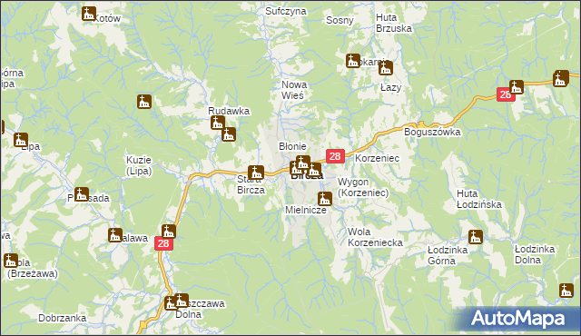 mapa Bircza, Bircza na mapie Targeo