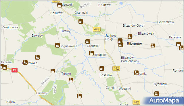 mapa Biskupice gmina Blizanów, Biskupice gmina Blizanów na mapie Targeo