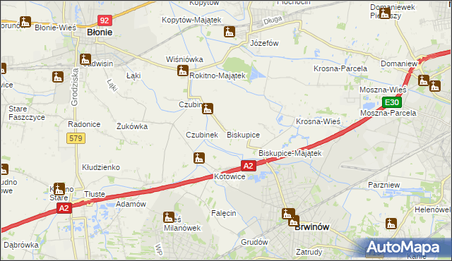 mapa Biskupice gmina Brwinów, Biskupice gmina Brwinów na mapie Targeo