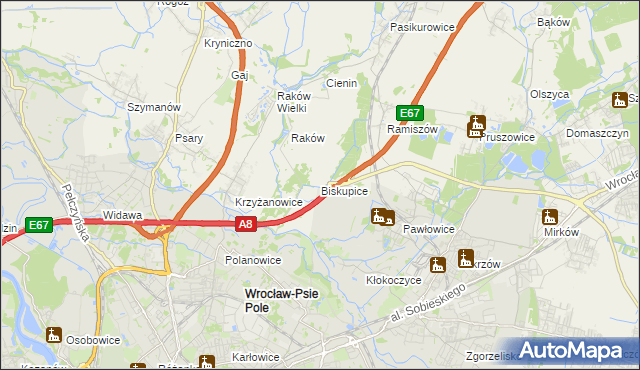 mapa Biskupice gmina Wisznia Mała, Biskupice gmina Wisznia Mała na mapie Targeo