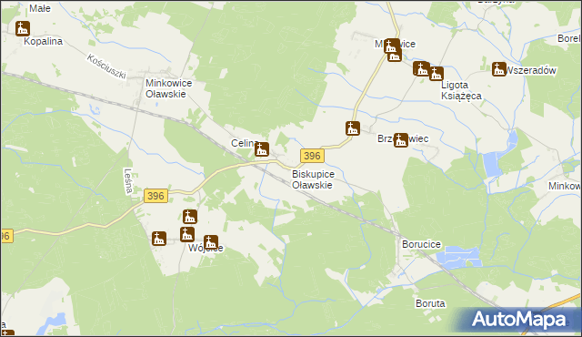 mapa Biskupice Oławskie, Biskupice Oławskie na mapie Targeo