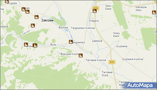 mapa Biskupie gmina Wysokie, Biskupie gmina Wysokie na mapie Targeo