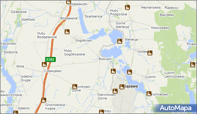 mapa Biskupin gmina Gąsawa, Biskupin gmina Gąsawa na mapie Targeo