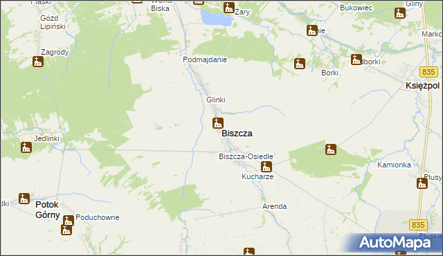 mapa Biszcza, Biszcza na mapie Targeo