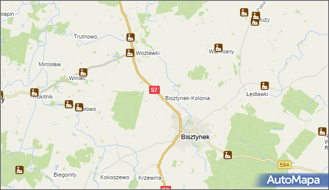 mapa Bisztynek-Kolonia, Bisztynek-Kolonia na mapie Targeo