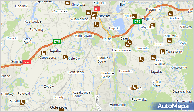 mapa Bładnice Dolne, Bładnice Dolne na mapie Targeo