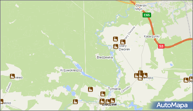 mapa Bledzewka, Bledzewka na mapie Targeo