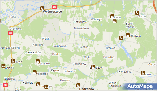 mapa Błeszno, Błeszno na mapie Targeo