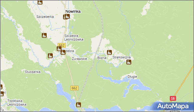 mapa Blizna gmina Nowinka, Blizna gmina Nowinka na mapie Targeo