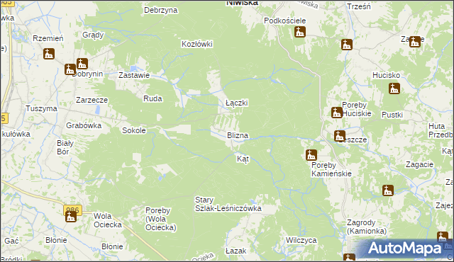 mapa Blizna gmina Ostrów, Blizna gmina Ostrów na mapie Targeo