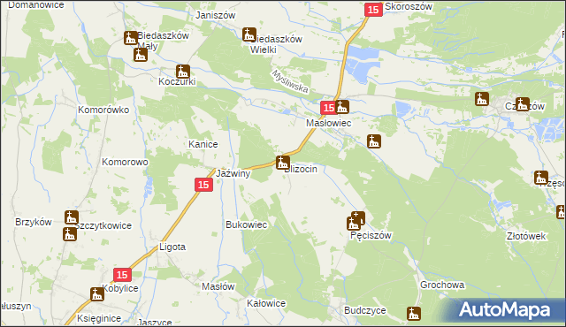 mapa Blizocin gmina Trzebnica, Blizocin gmina Trzebnica na mapie Targeo