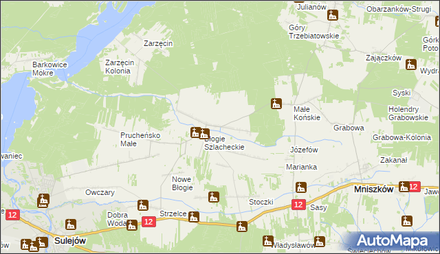 mapa Błogie Rządowe, Błogie Rządowe na mapie Targeo