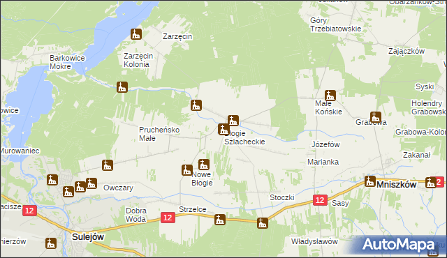 mapa Błogie Szlacheckie, Błogie Szlacheckie na mapie Targeo